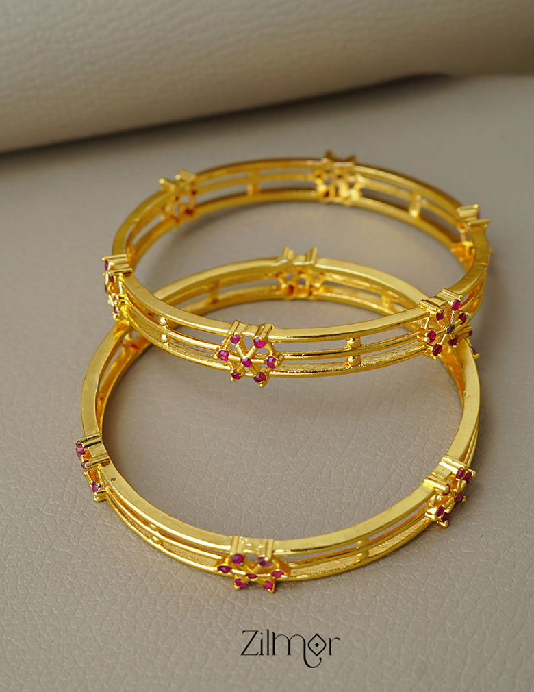 KF101753 - Gold Plated stone bangle (pair) 4-Zilmor
