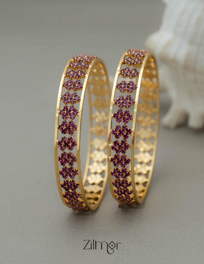 KF101763 - Gold Plated AD Stone Bangles 2-Zilmor