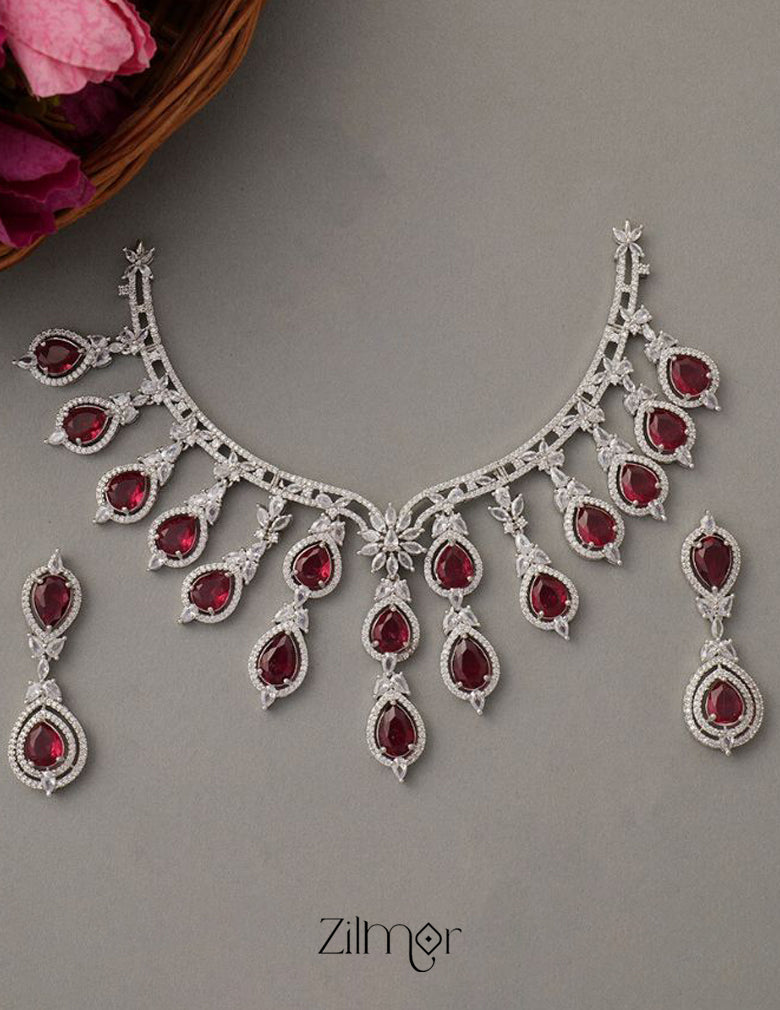 KH100970 - Bridal AD Necklace Earrings Jewellery Set 1-Zilmor