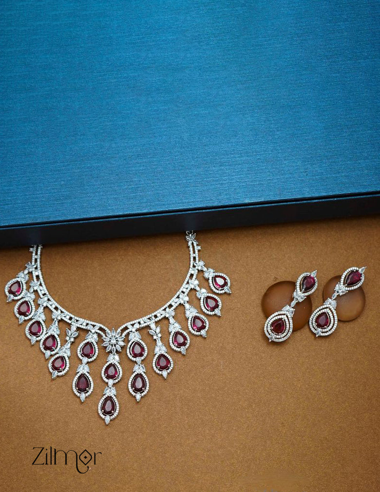 KH100970 - Bridal AD Necklace Earrings Jewellery Set 7-Zilmor