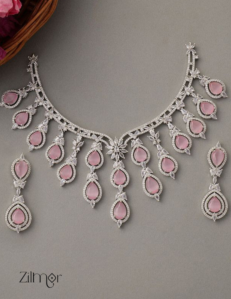 KH100970 - Bridal AD Necklace Earrings Jewellery Set 5-Zilmor