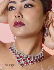 KH100970 - Bridal AD Necklace Earrings Jewellery Set 2-Zilmor
