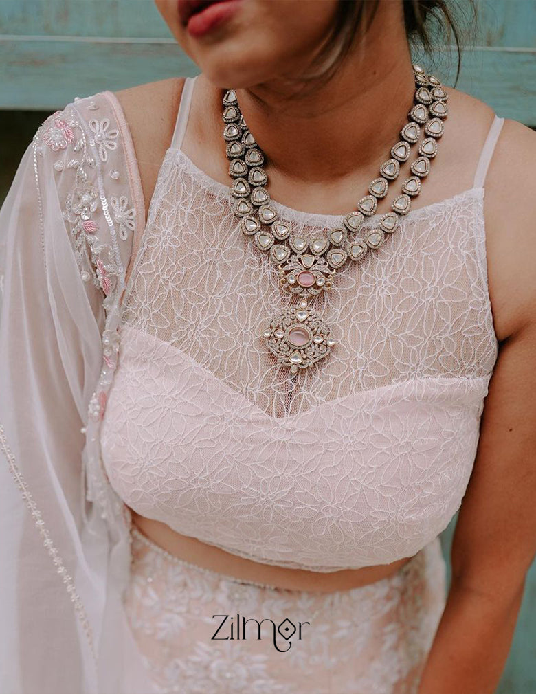 KH100971 - Polki Kundan Ad Stone Pendant Necklace Earrings Jewellery Set 8-Zilmor