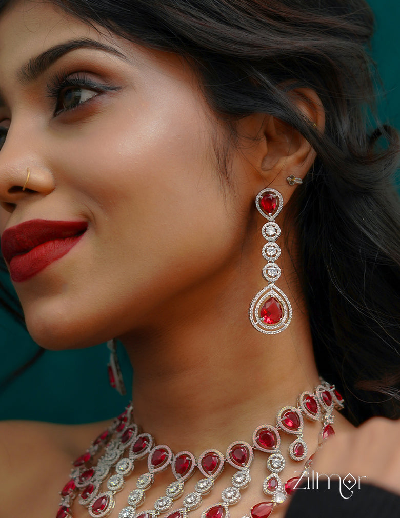 KH101084 - Bridal AD Necklace Earrings Jewellery Set 4-Zilmor