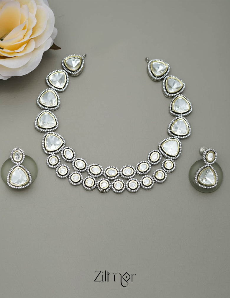 KH101161 - Bridal Kundan Necklace Earrings  Set 1-Zilmor