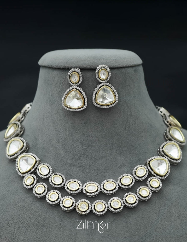 KH101161 - Bridal Kundan Necklace Earrings  Set 2-Zilmor