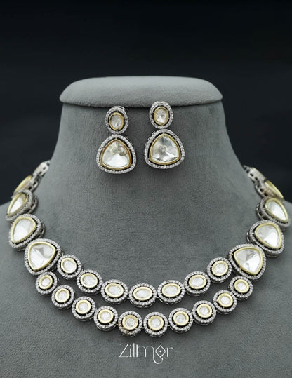 KH101161 - Bridal Kundan Necklace Earrings  Set 2-Zilmor