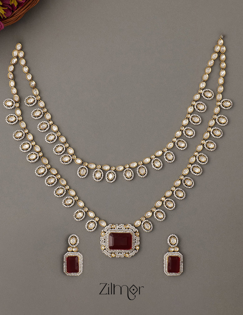 KH101162 - Bridal Kundan Necklace Earrings  Set