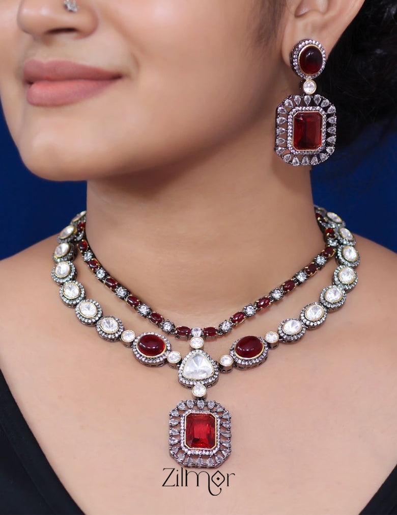 KH101333 - Victorian Polki  Necklace Earring Set 1-Zilmor