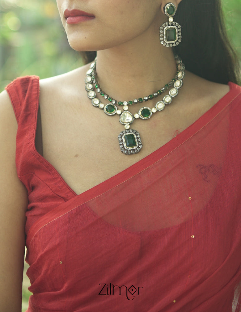 KH101333 - Victorian Polki  Necklace Earring Set 2-Zilmor