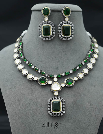 KH101333 - Victorian Polki  Necklace Earring Set 6-Zilmor