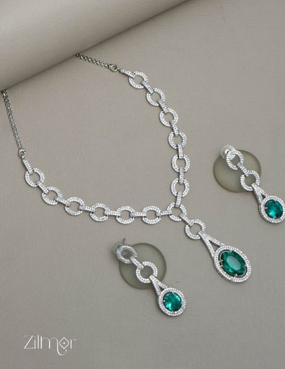 KH101465 - AD Stone Necklace Earrings Set 4-Zilmor