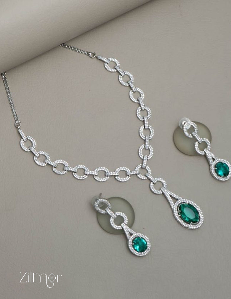 KH101465 - AD Stone Necklace Earrings Set 4-Zilmor