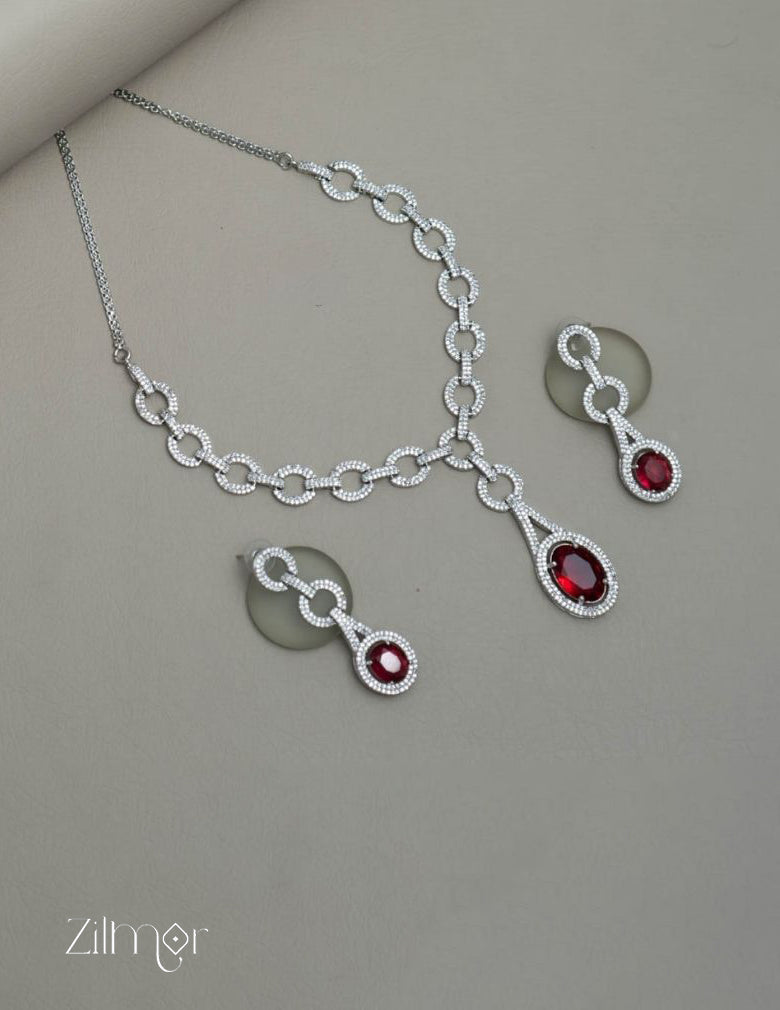 KH101465 - AD Stone Necklace Earrings Set 2-Zilmor