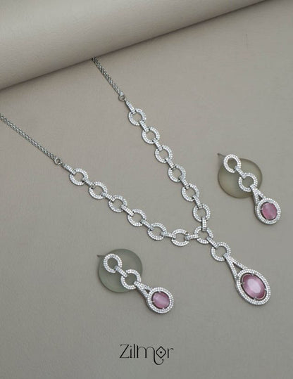 KH101465 - AD Stone Necklace Earrings Set 6-Zilmor