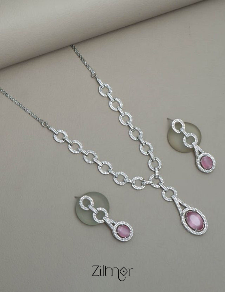 KH101465 - AD Stone Necklace Earrings Set 6-Zilmor