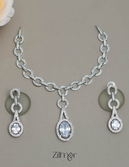 KH101465 - AD Stone Necklace Earrings Set 3-Zilmor