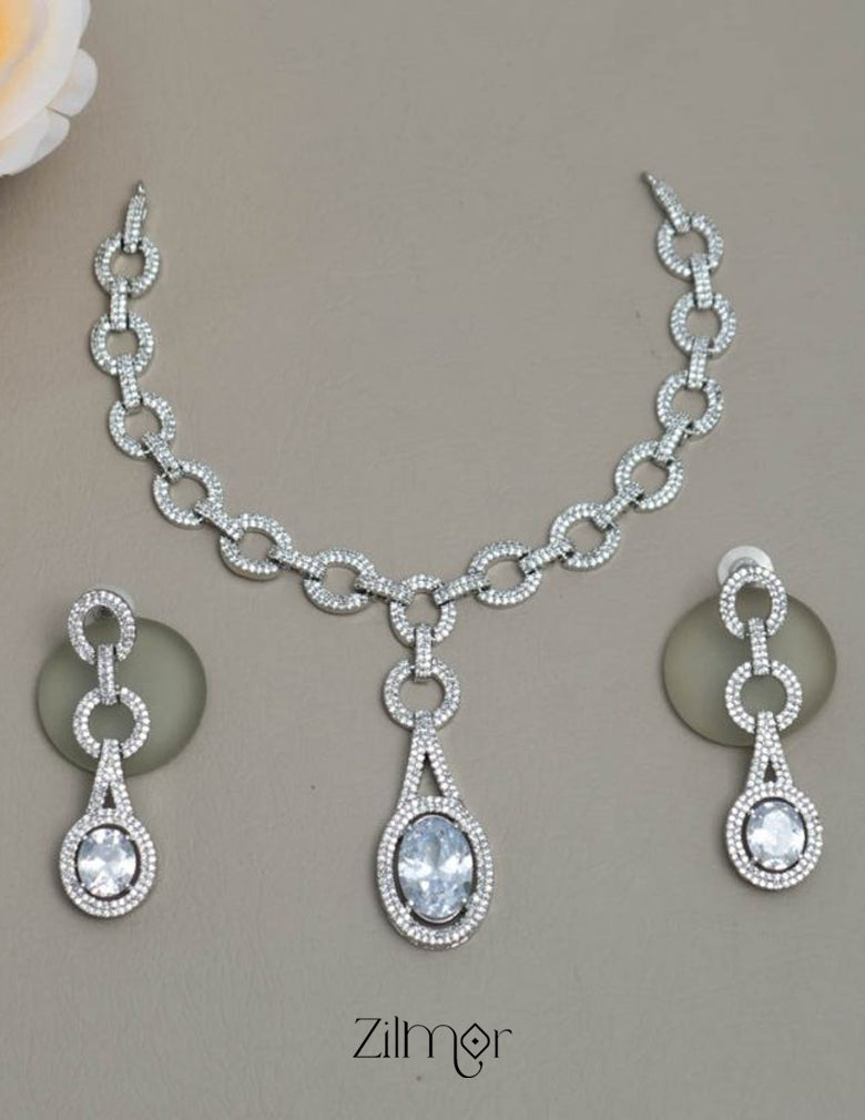 KH101465 - AD Stone Necklace Earrings Set 3-Zilmor