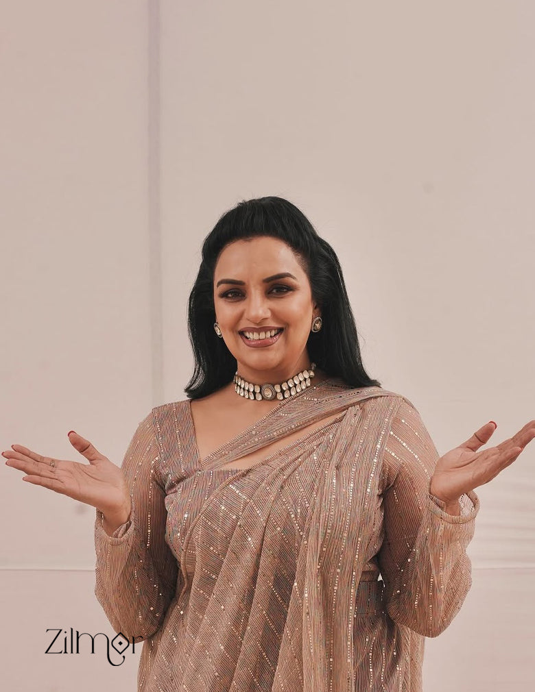 KH101507  - Moissanite Stone Kundan Necklace Earrings Set 3-Zilmor