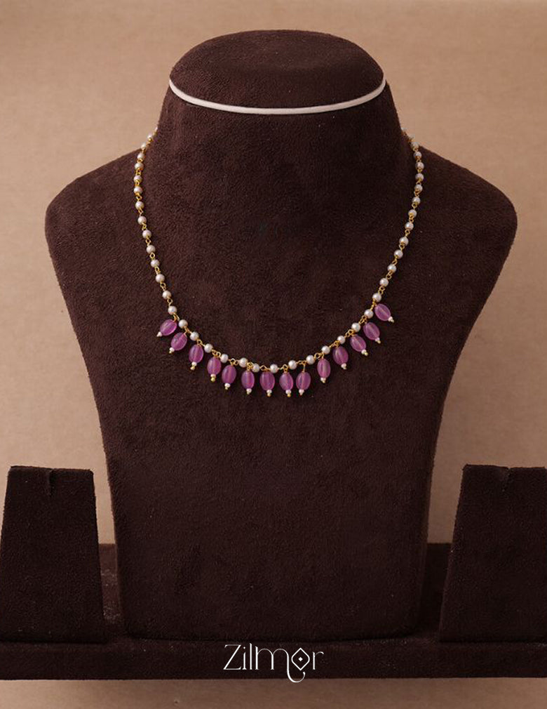 KH200113-Pearl Necklace With Onyx Stone 7-Zilmor