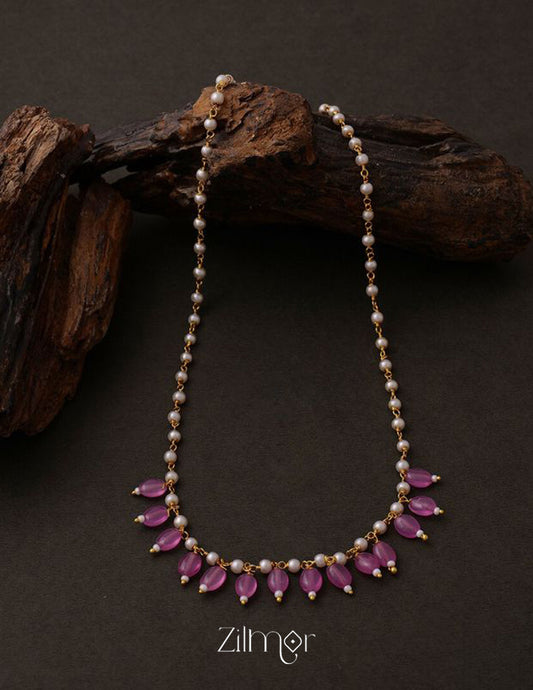 KH200113-Pearl Necklace With Onyx Stone