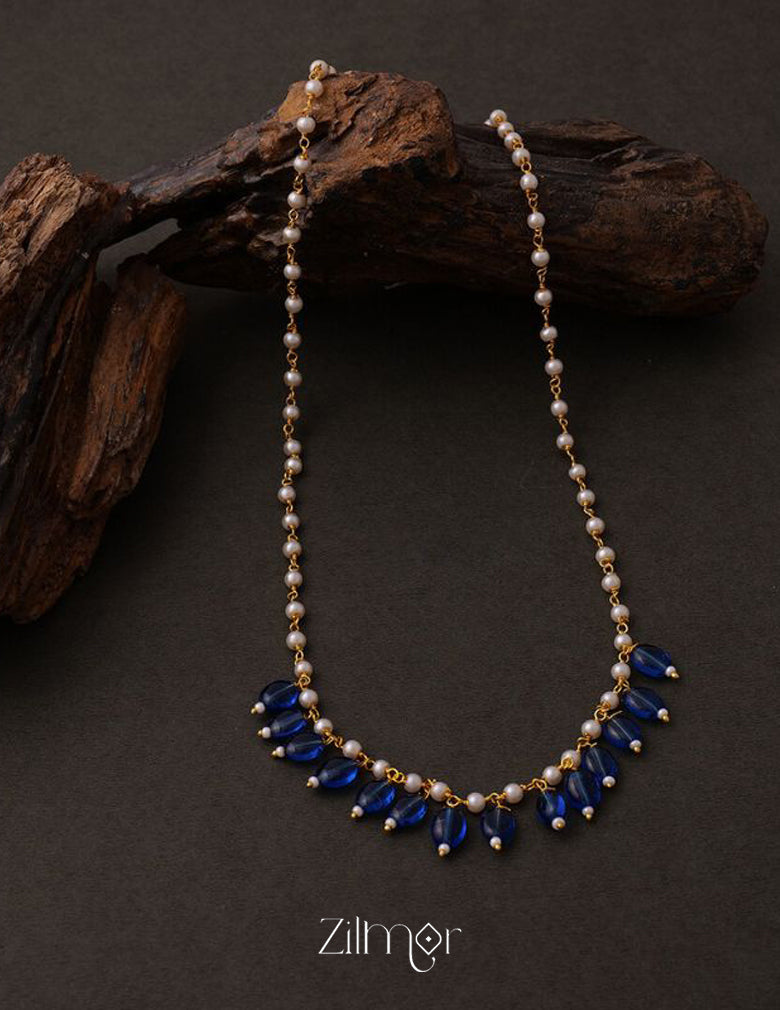 KH200113-Pearl Necklace With Onyx Stone 5-Zilmor