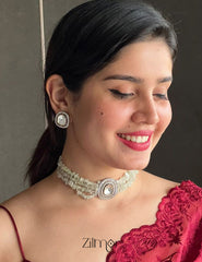 KH200114 - Semi Precious Stone Necklace Earrings Set 2-Zilmor
