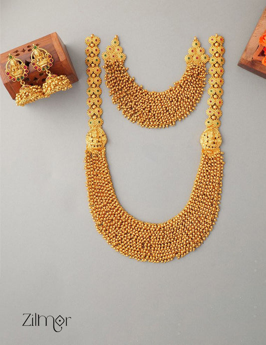 KI100886 Premium Antique Bridal Necklace Earrings Combo Set