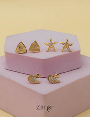 KJ101194 - Combo stud Earrings (Gold Toned) 1-Zilmor