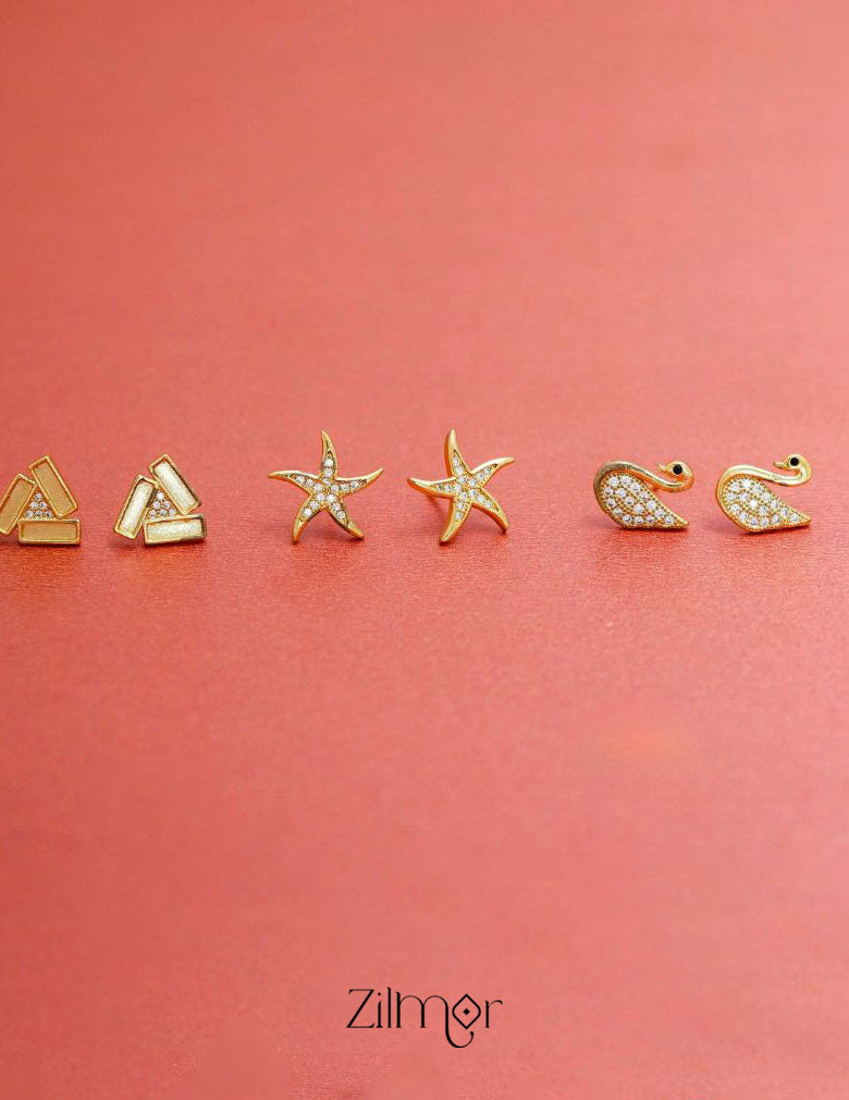 KJ101194 - Combo stud Earrings (Gold Toned) 2-Zilmor