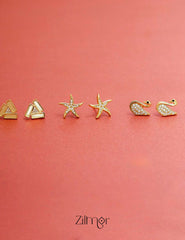 KJ101194 - Combo stud Earrings (Gold Toned) 2-Zilmor