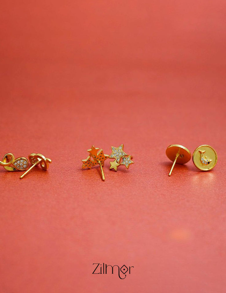 KJ101197 - Combo stud Earrings (Gold Toned) 3-Zilmor