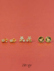 KJ101197 - Combo stud Earrings (Gold Toned) 2-Zilmor