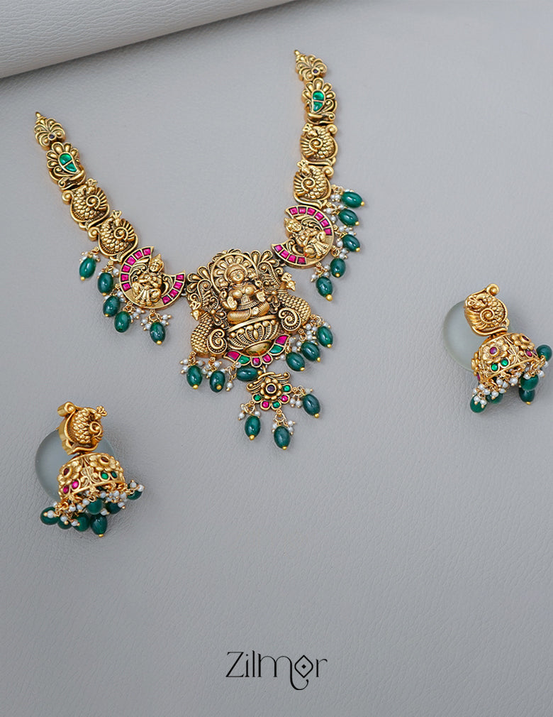 KK101203 - Antique Temple Choker  Necklace set 2-Zilmor