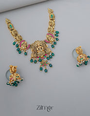 KK101203 - Antique Temple Choker  Necklace set 2-Zilmor