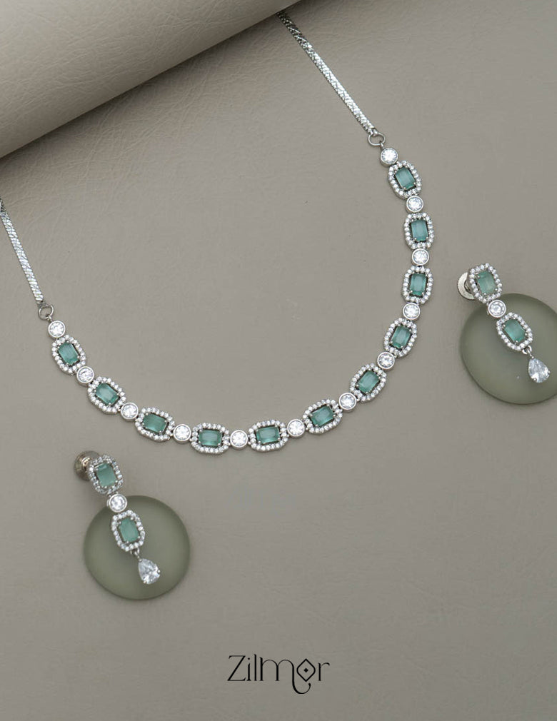 KL101213 - AD Stone Necklace with Earring set (color option) 3-Zilmor