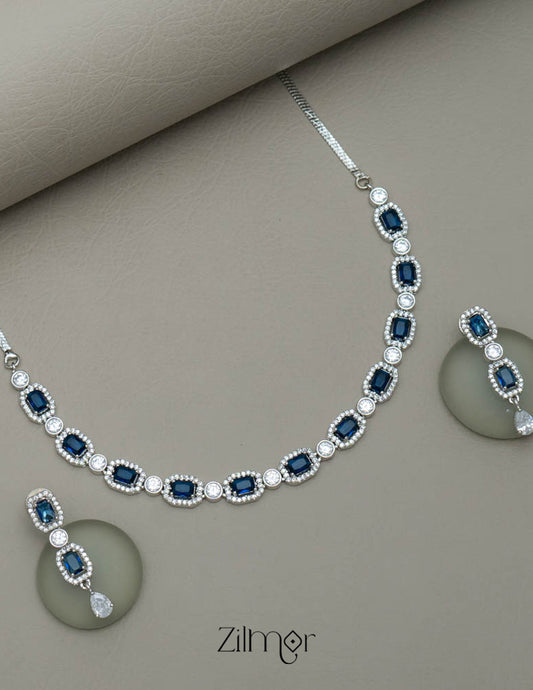KL101213 - AD Stone Necklace with Earring set (color option)
