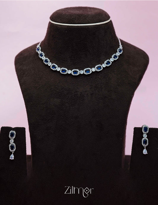 KL101213 - AD Stone Necklace with Earring set (color option)