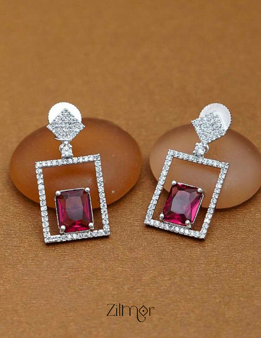 KL101217 - Silver Color AD Stone Earrings (color option)
