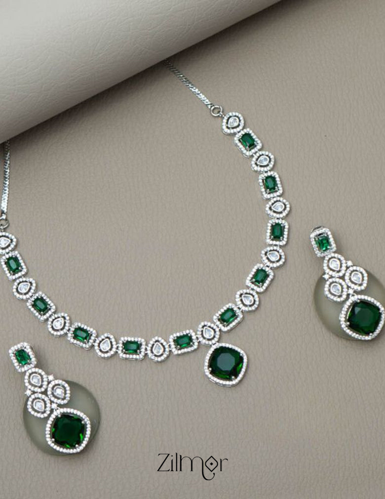 KL101377 - AD Necklace with matching Earrings 5-Zilmor
