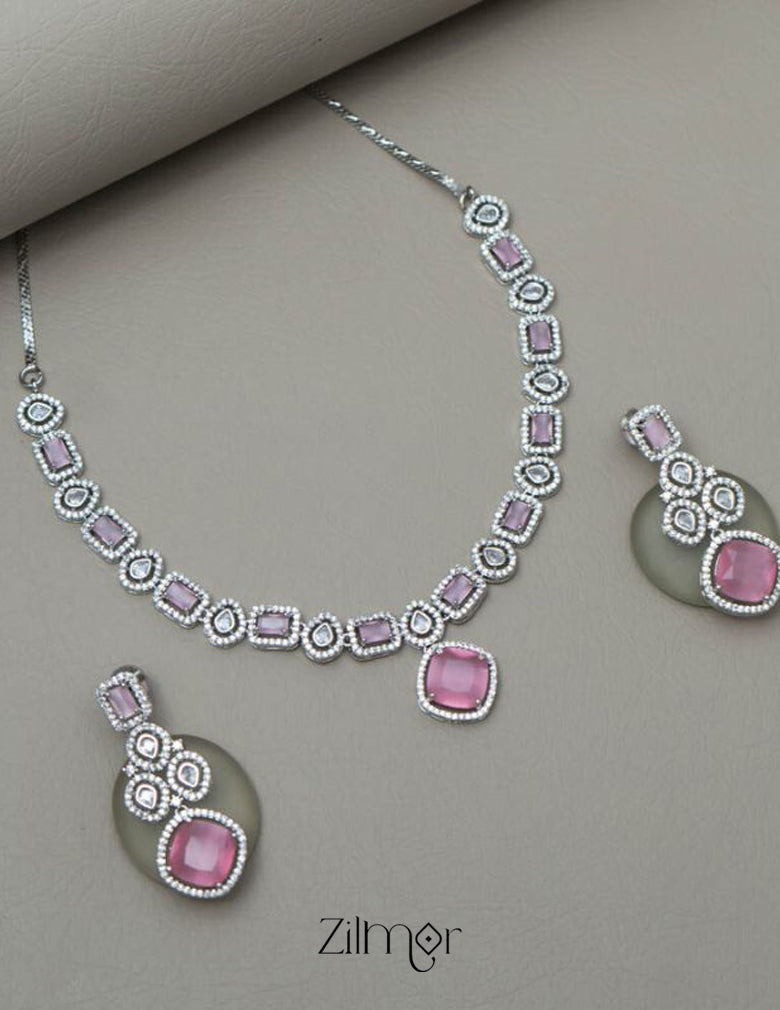 KL101377 - AD Necklace with matching Earrings 6-Zilmor