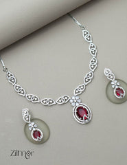 KL101378 - AD Necklace with matching Earrings 3-Zilmor