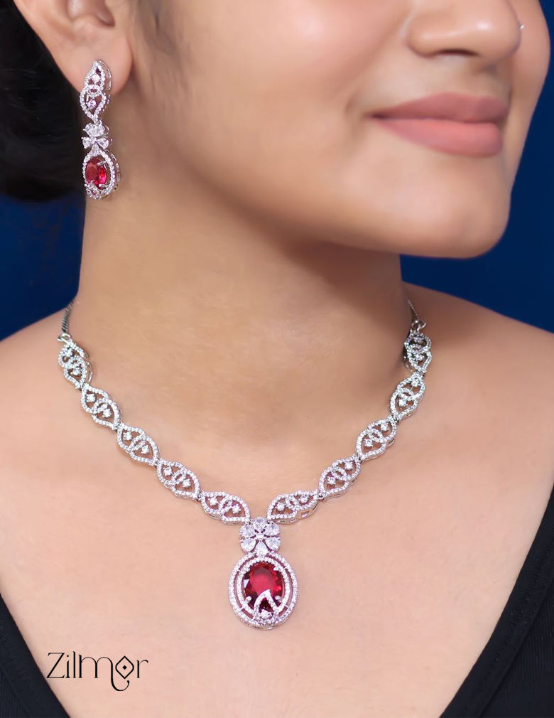 KL101378 - AD Necklace with matching Earrings 2-Zilmor