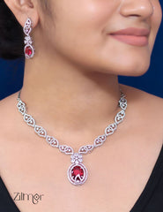 KL101378 - AD Necklace with matching Earrings 2-Zilmor