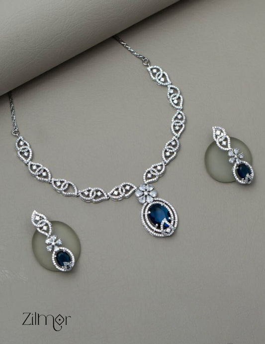 KL101378 - AD Necklace with matching Earrings