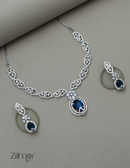 KL101378 - AD Necklace with matching Earrings 1-Zilmor