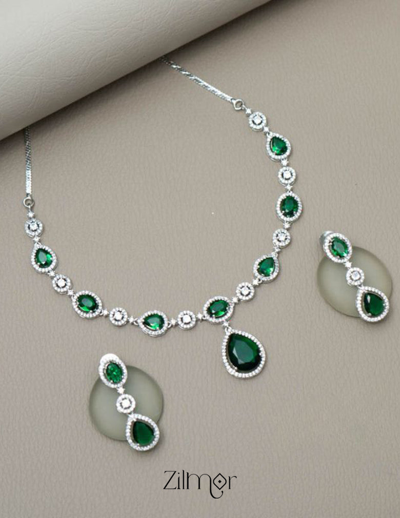 KL101377 - AD Necklace with matching Earrings 7-Zilmor