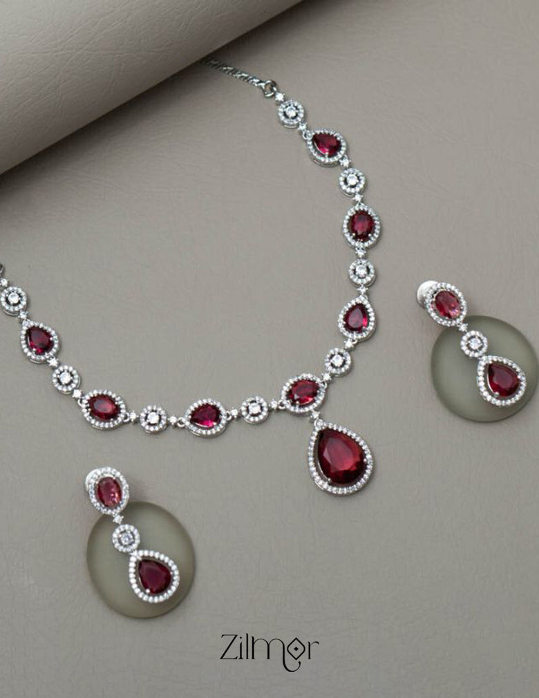 KL101379 - AD Necklace with matching Earrings