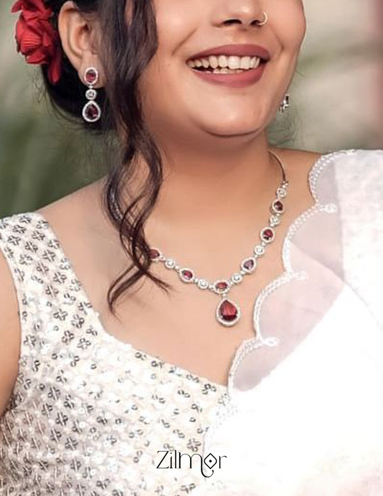 KL101379 - AD Necklace with matching Earrings