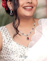 KL101379 - AD Necklace with matching Earrings
